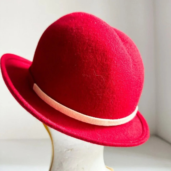 Vintage Lancaster Wool Felt Ladies Red Fedora L main image 10